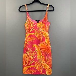 Tropical dress with gold detail